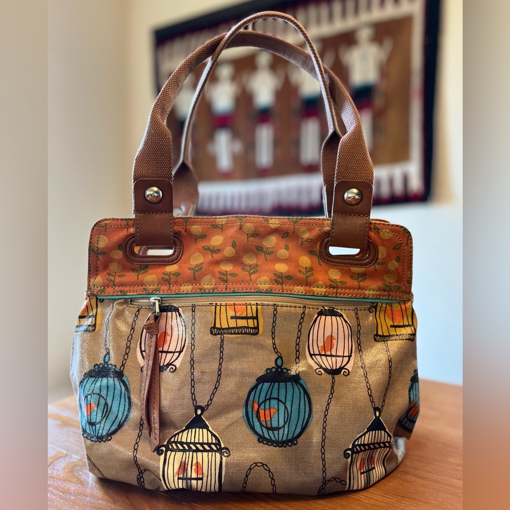 👜 Fossil • Key-Per Birdcage Shoulder Tote • Coated Canvas • Medium